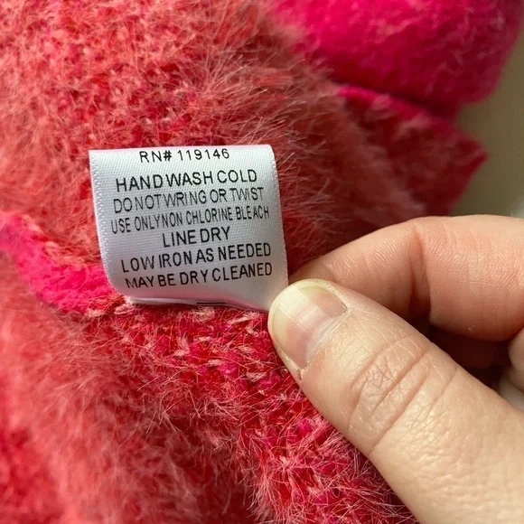 Jodifl Red and Pink Fuzzy Southwest Bohemian Open Front Cardigan NWT - Picture 9 of 16